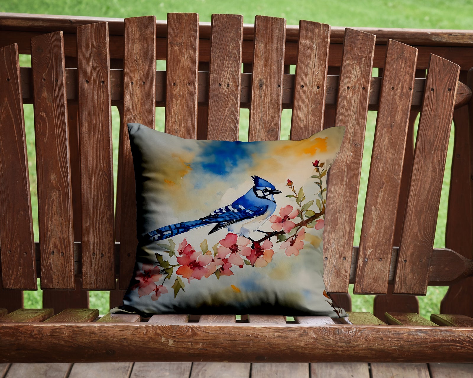 Caroline's Treasures Blue Jay Throw Pillow - 14x14 Decorative Pillow – Art for Your Home & Patio