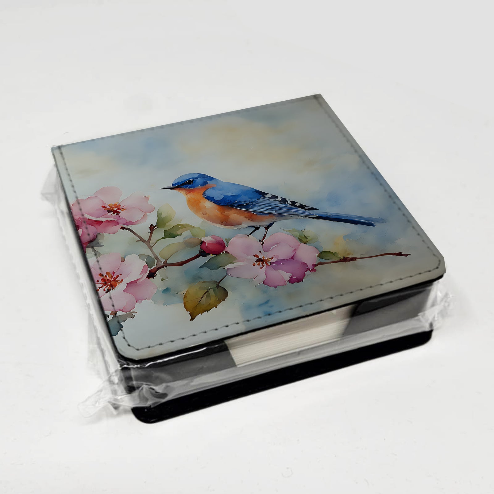 Caroline's Treasures Bluebird PU Leather Note Paper Holder