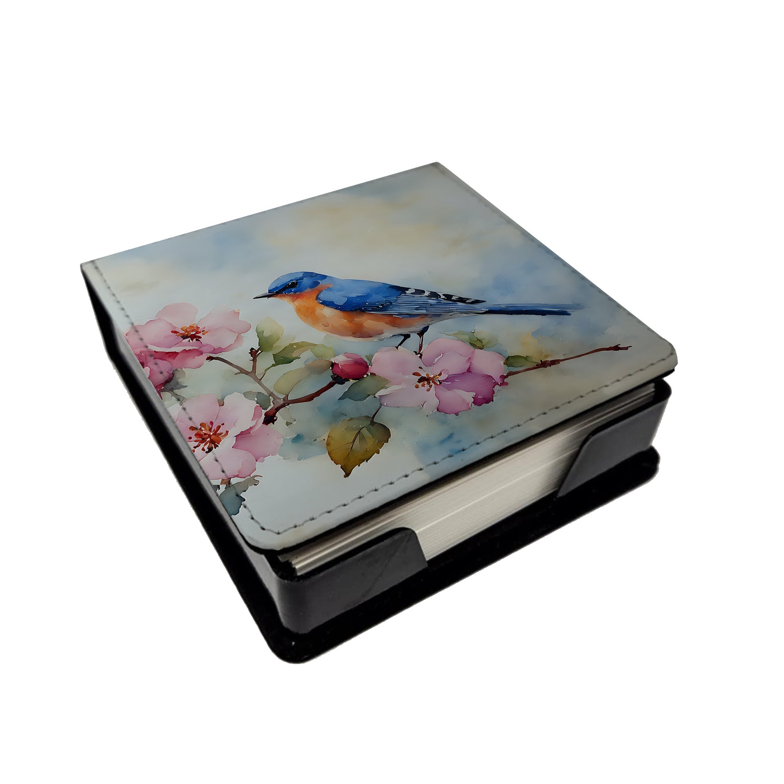 Caroline's Treasures Bluebird PU Leather Note Paper Holder