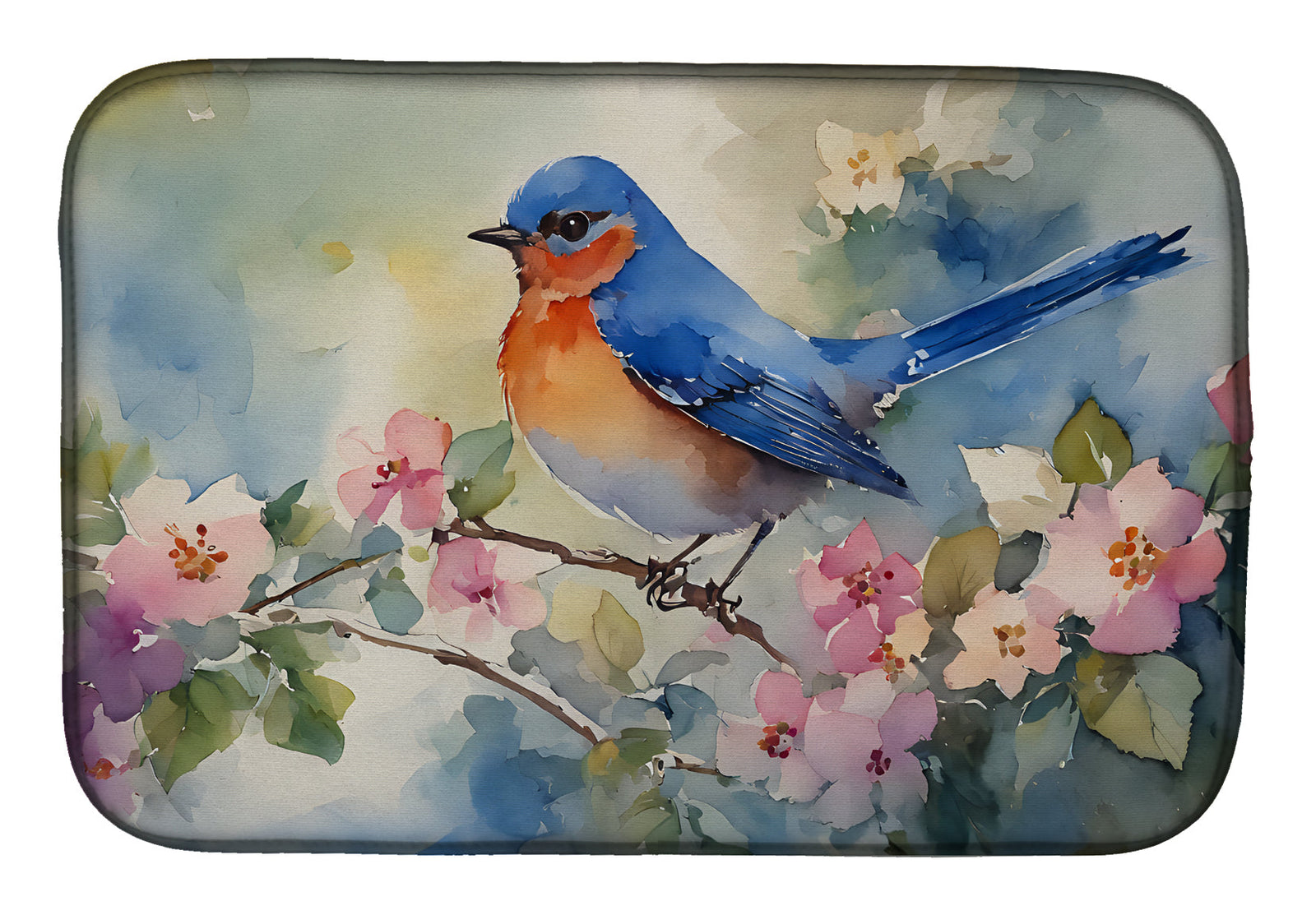 Caroline's Treasures Bluebird Dish Drying Mat