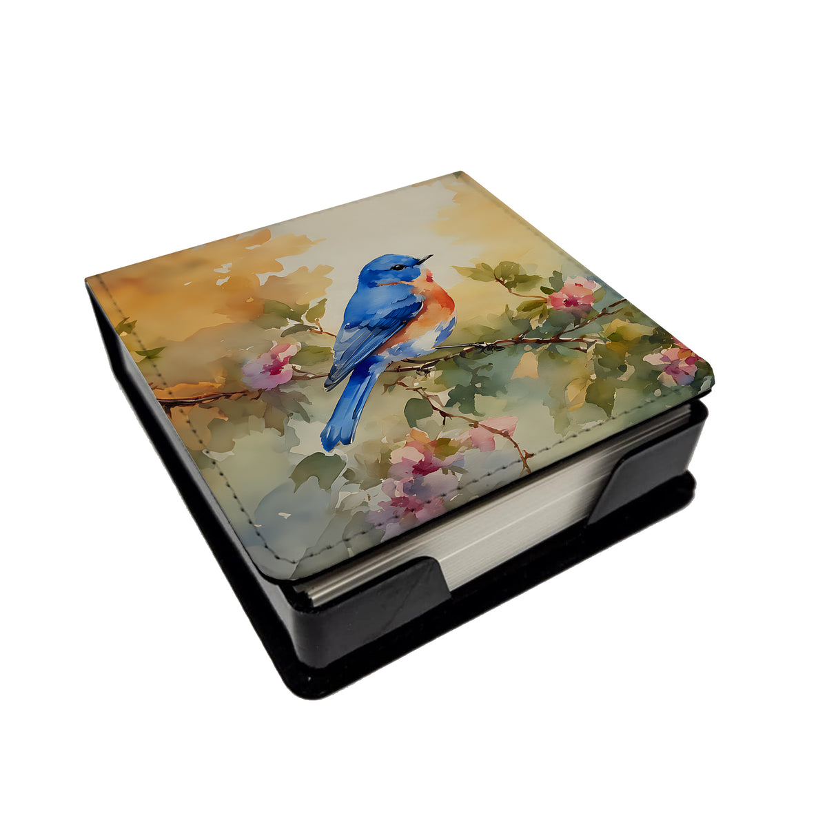 Caroline's Treasures Bluebird PU Leather Note Paper Holder
