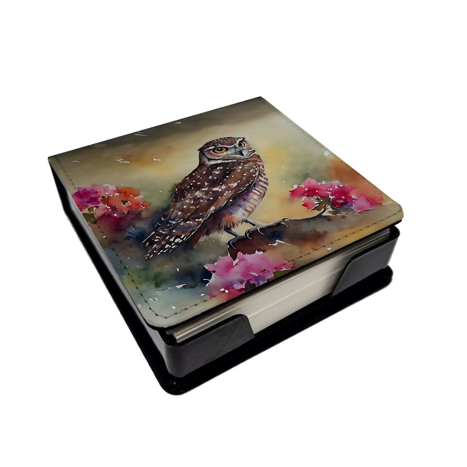 Caroline's Treasures Burrowing Owl PU Leather Note Paper Holder