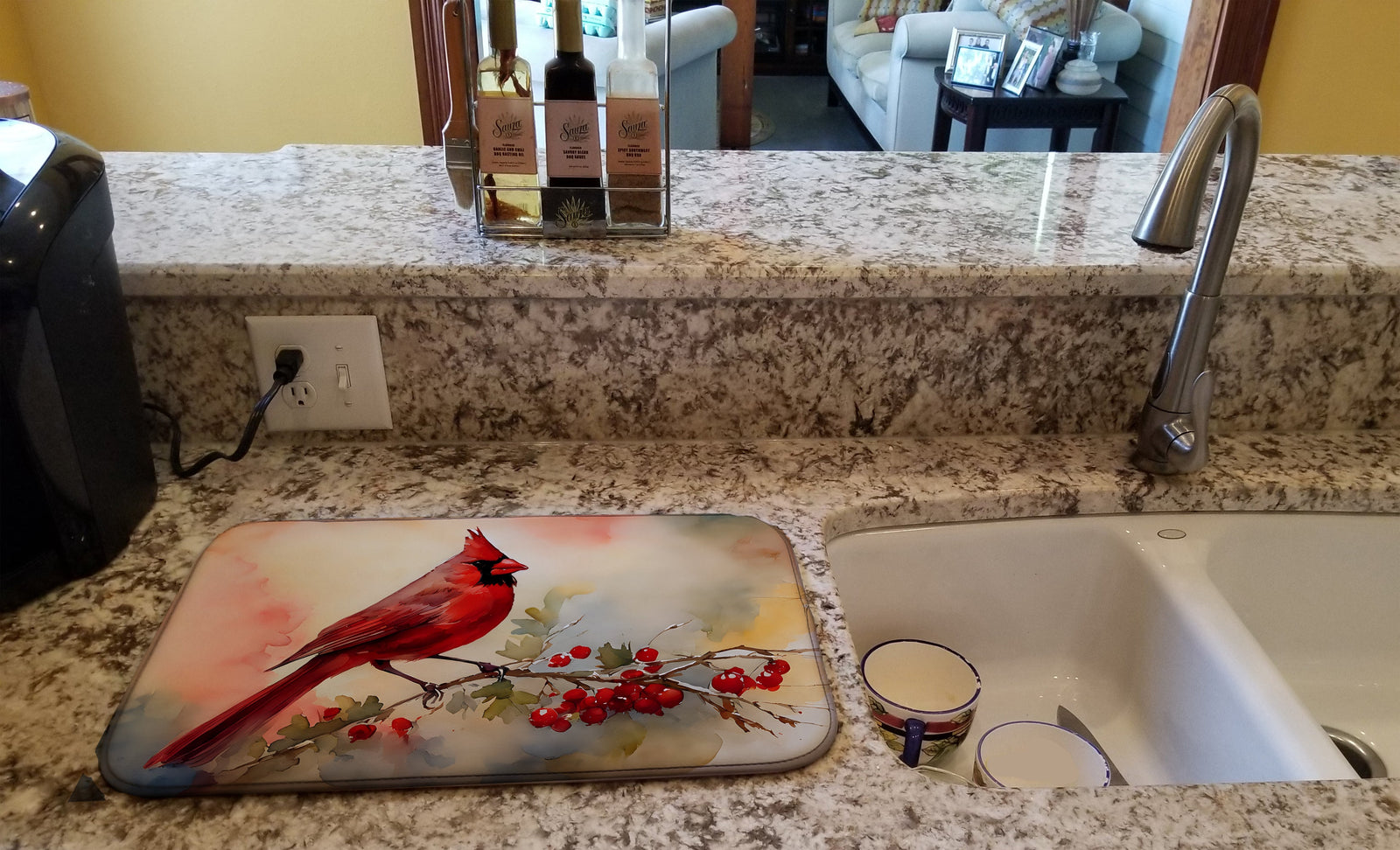 Caroline's Treasures Cardinal Dish Drying Mat