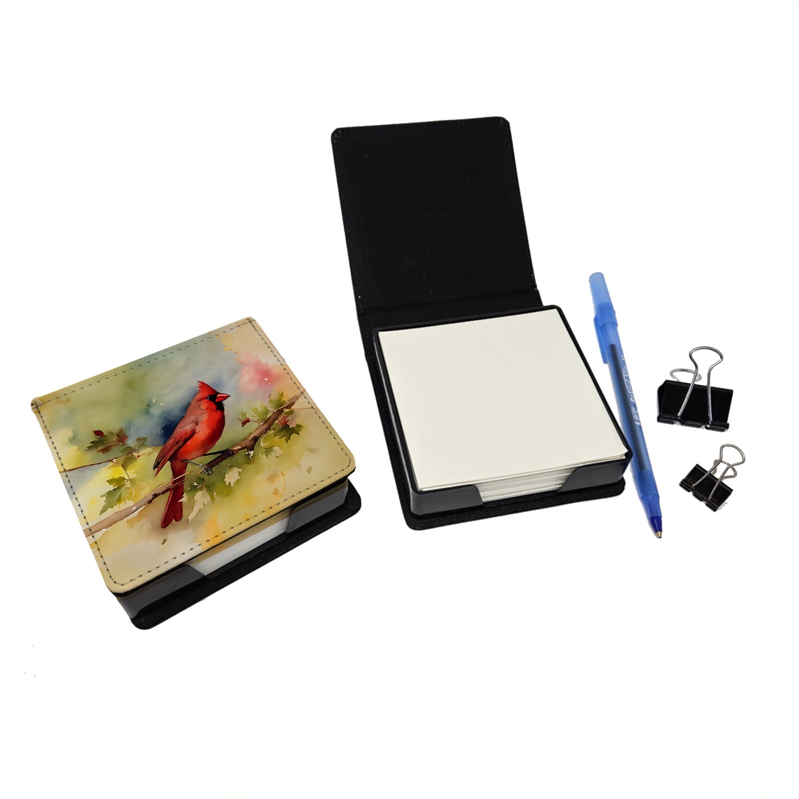 Caroline's Treasures Cardinal PU Leather Note Paper Holder