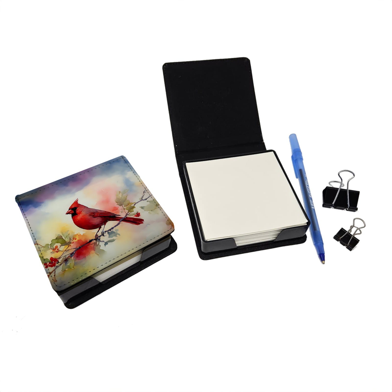 Caroline's Treasures Cardinal PU Leather Note Paper Holder