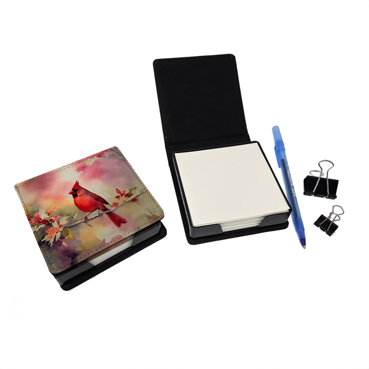 Caroline's Treasures Cardinal PU Leather Note Paper Holder