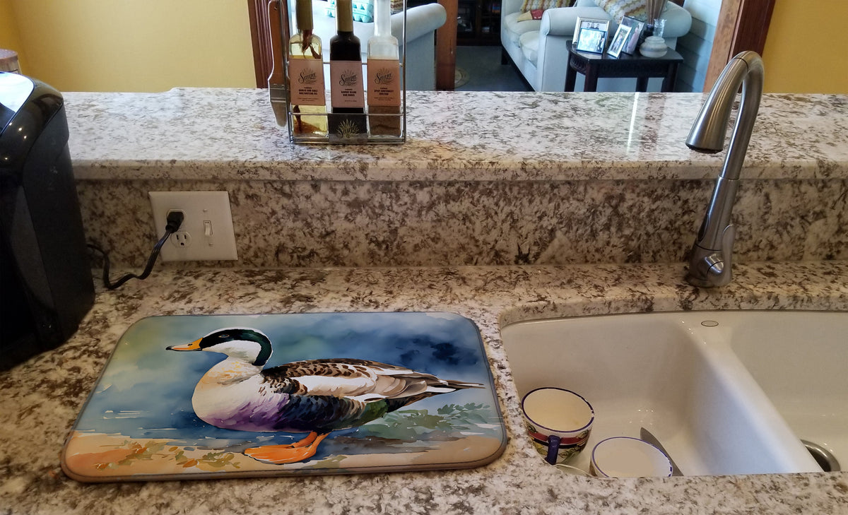 Caroline's Treasures Common Eider Duck Dish Drying Mat