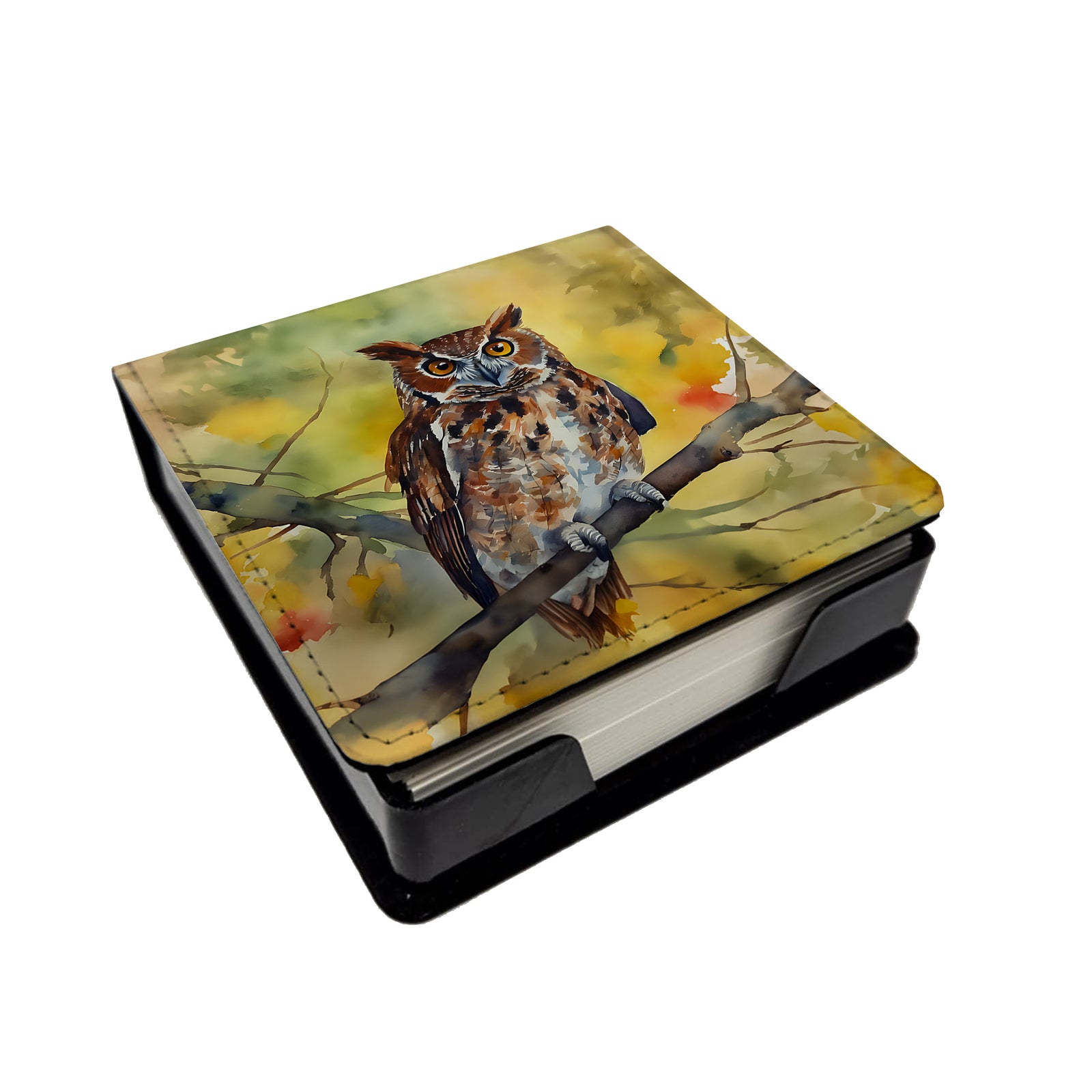Caroline's Treasures Eastern Screech Owl PU Leather Note Paper Holder