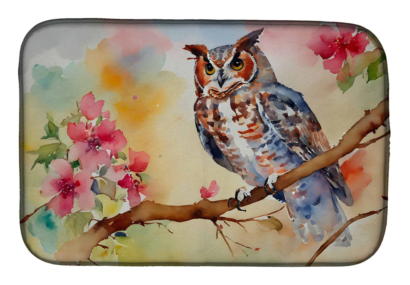 Caroline's Treasures Eastern Screech Owl Dish Drying Mat