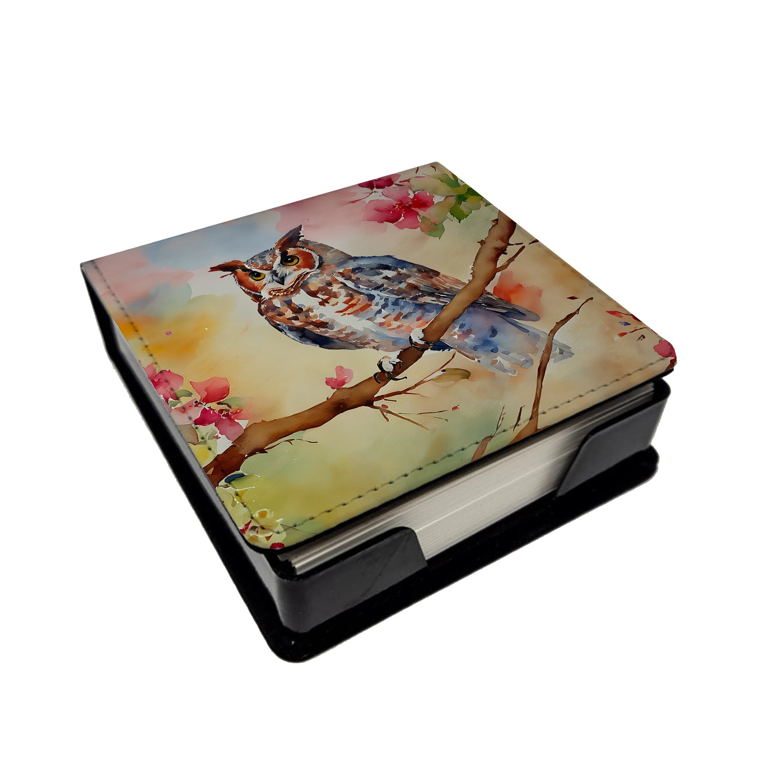 Caroline's Treasures Eastern Screech Owl PU Leather Note Paper Holder
