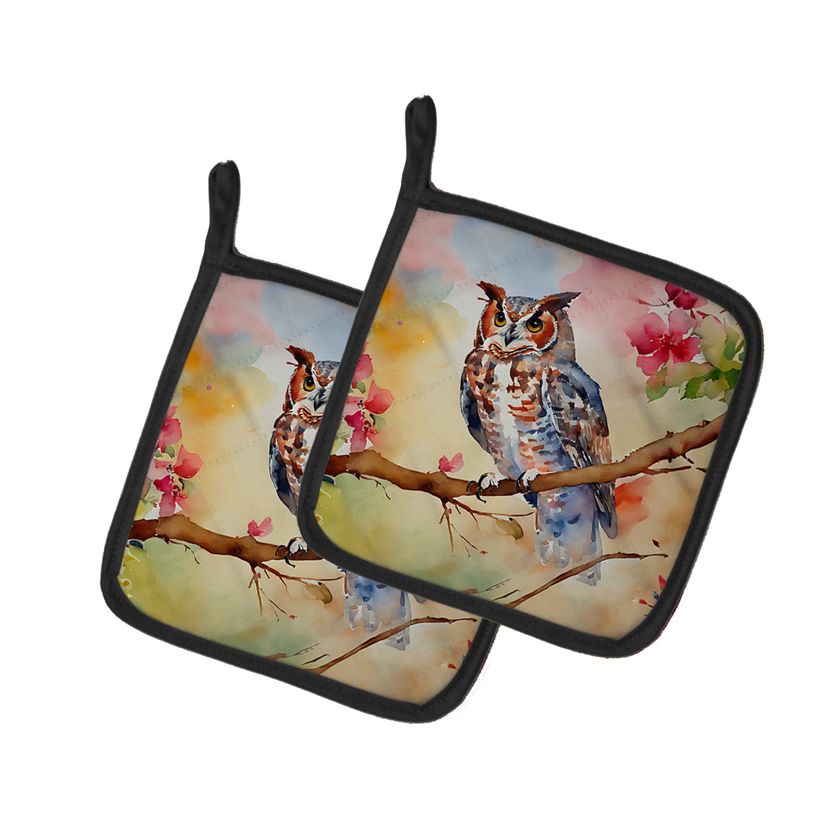 Caroline's Treasures Eastern Screech Owl Pot Holders - Set of 2 Decorative Kitchen Helpers | Made in the USA