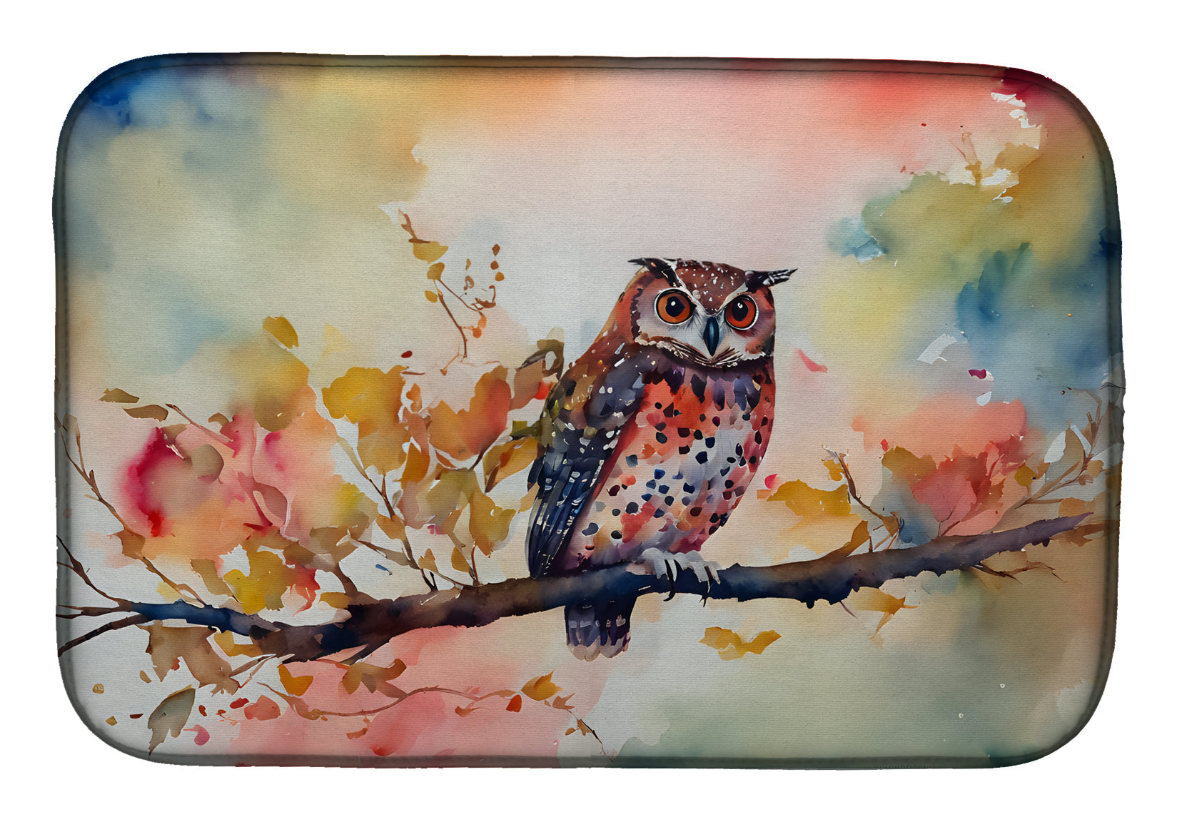 Caroline's Treasures Elf Owl Dish Drying Mat