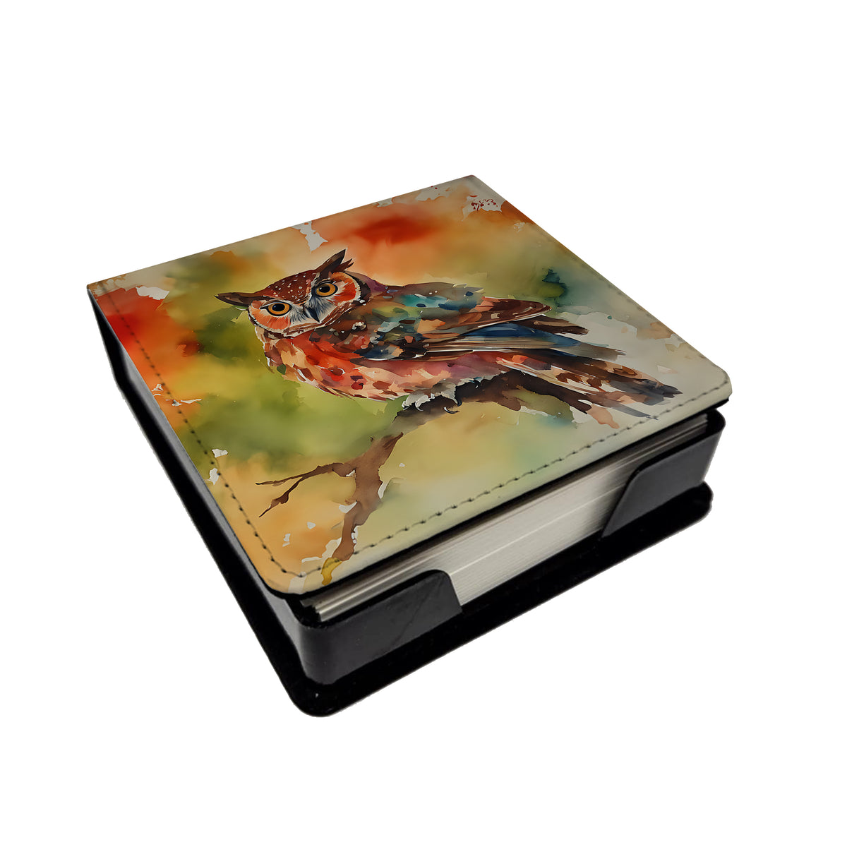Caroline's Treasures Elf Owl PU Leather Note Paper Holder