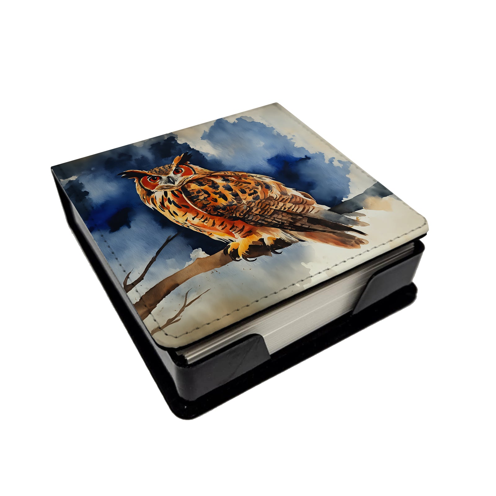 Caroline's Treasures Eurasian Eagle Owl PU Leather Note Paper Holder