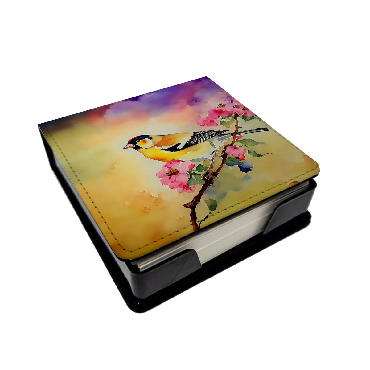 Caroline's Treasures Goldfinch PU Leather Note Paper Holder