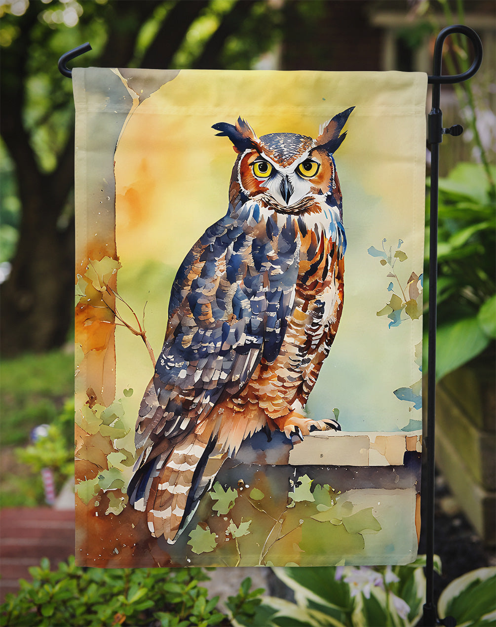 Great Horned Owl Garden Flag