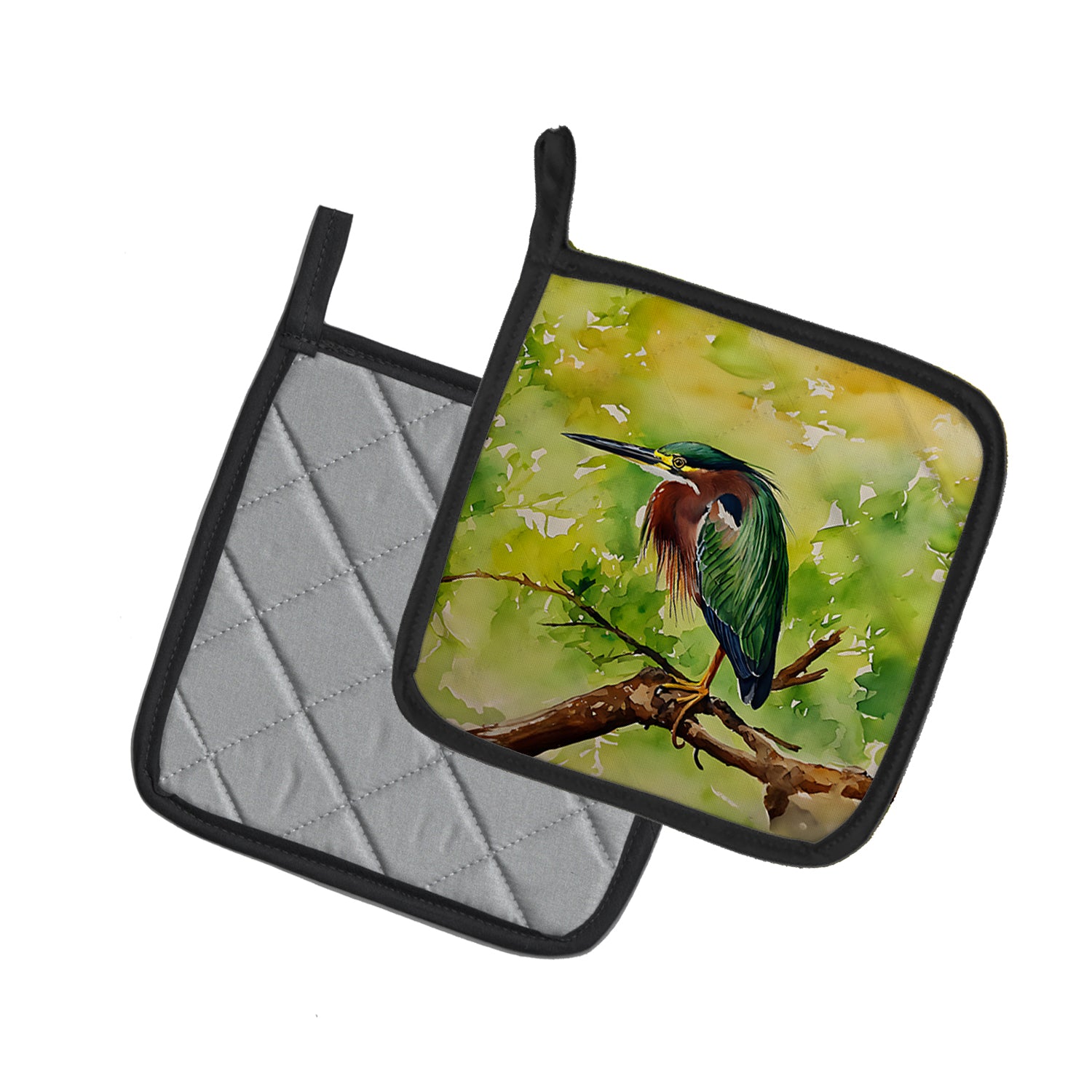 Caroline's Treasures Green Heron Pot Holders - Set of 2 Decorative Kitchen Helpers | Made in the USA