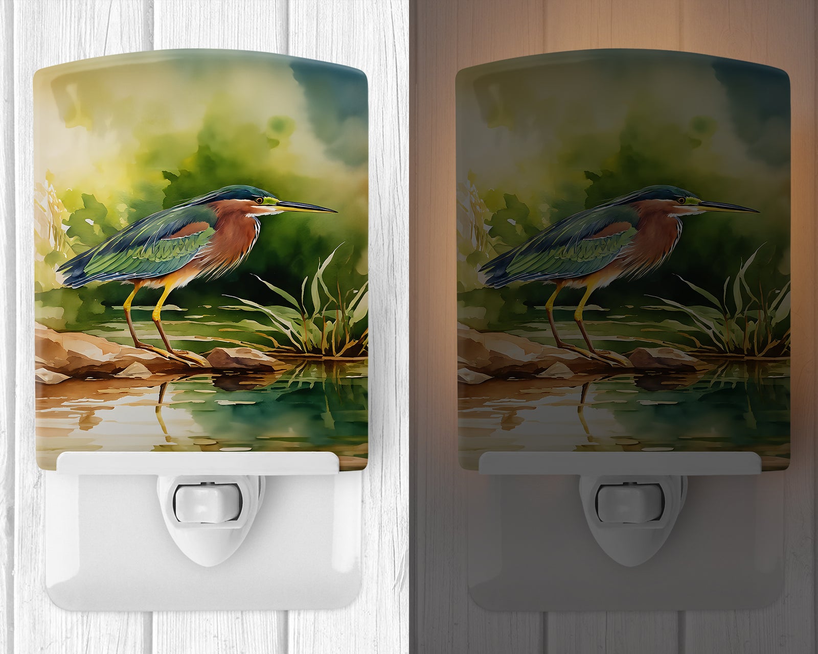 Caroline's Treasures Green Heron Ceramic Night Light