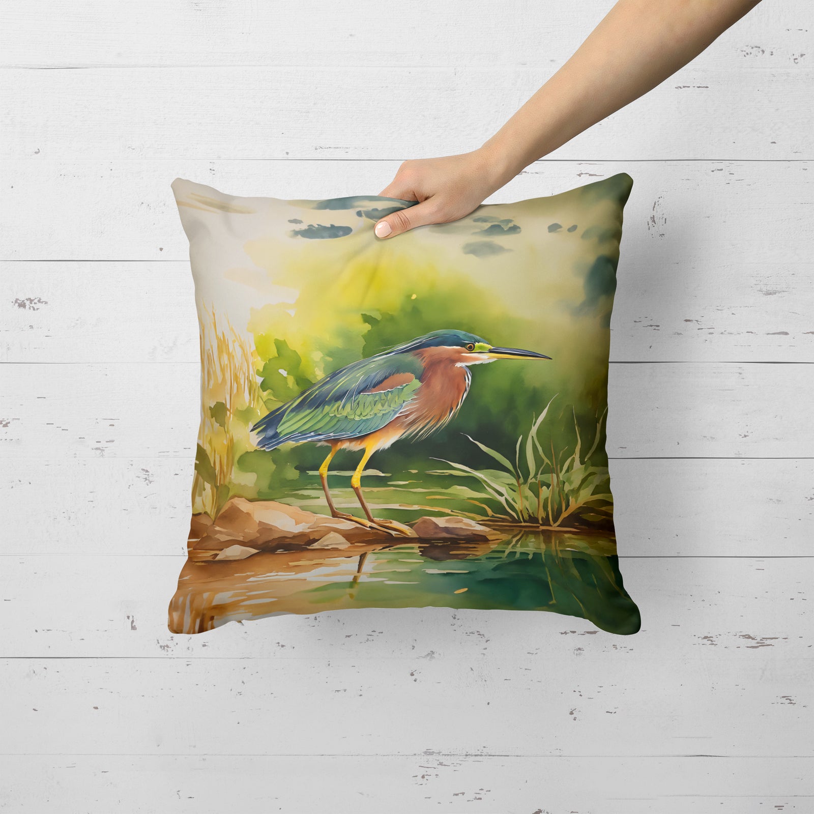 Caroline's Treasures Green Heron Throw Pillow