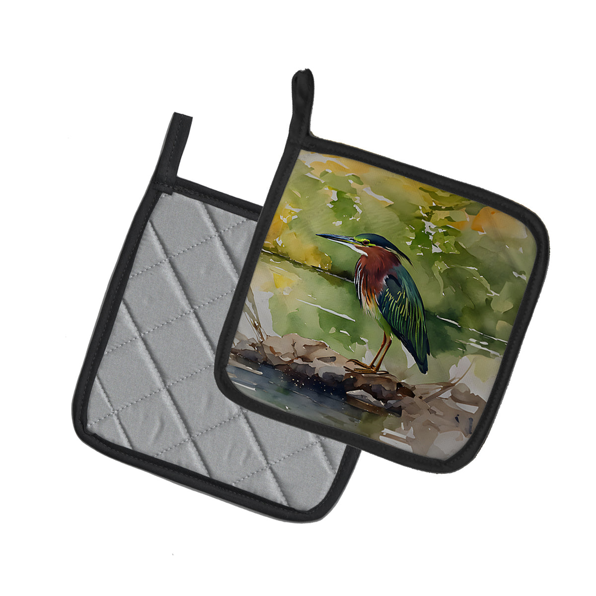 Caroline's Treasures Green Heron Pot Holders - Set of 2 Decorative Kitchen Helpers | Made in the USA