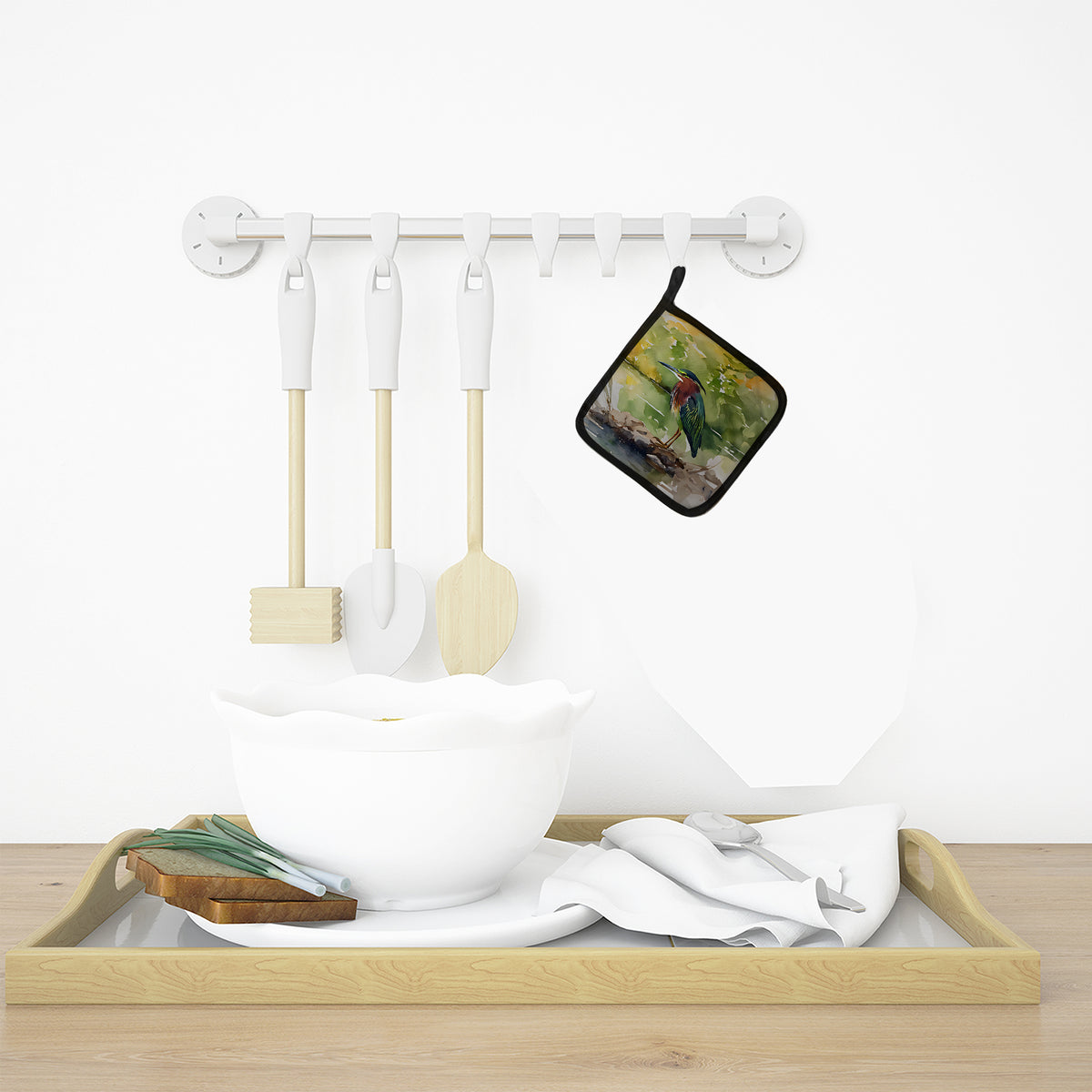 Caroline's Treasures Green Heron Pot Holders - Set of 2 Decorative Kitchen Helpers | Made in the USA