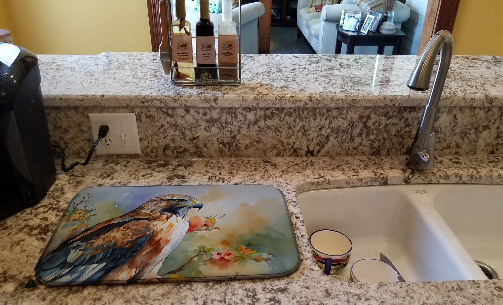 Caroline's Treasures Hawk Dish Drying Mat