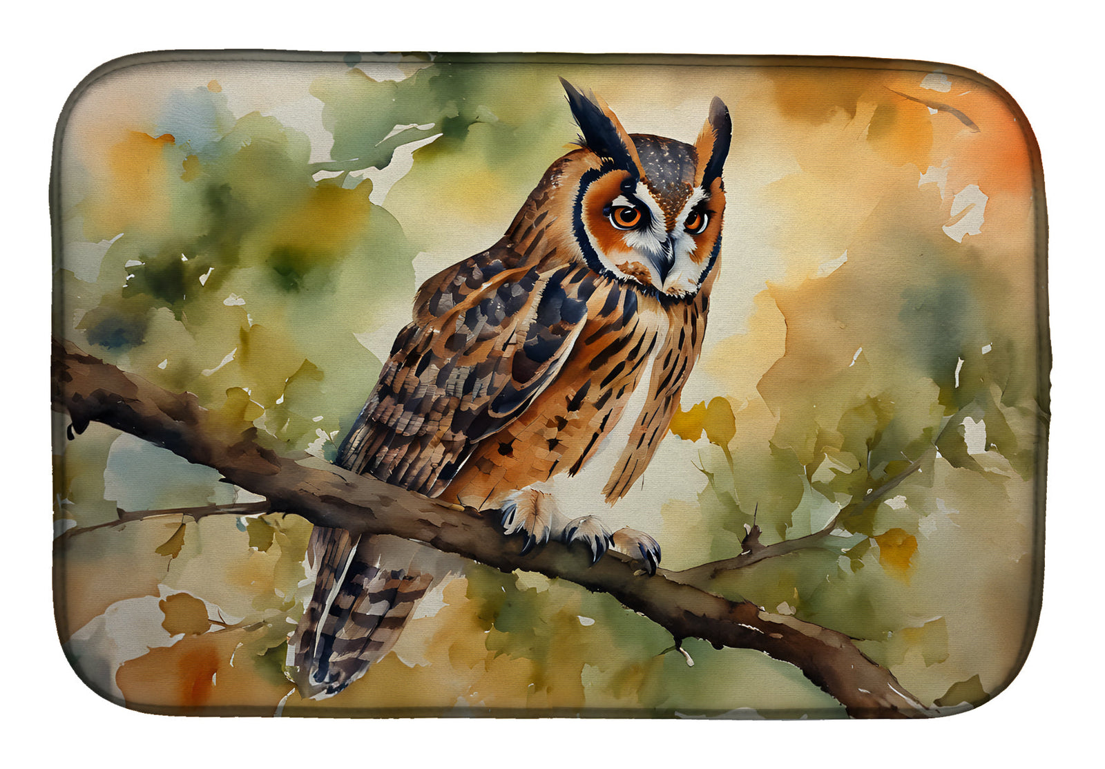 Caroline's Treasures Long-Eared Owl Dish Drying Mat