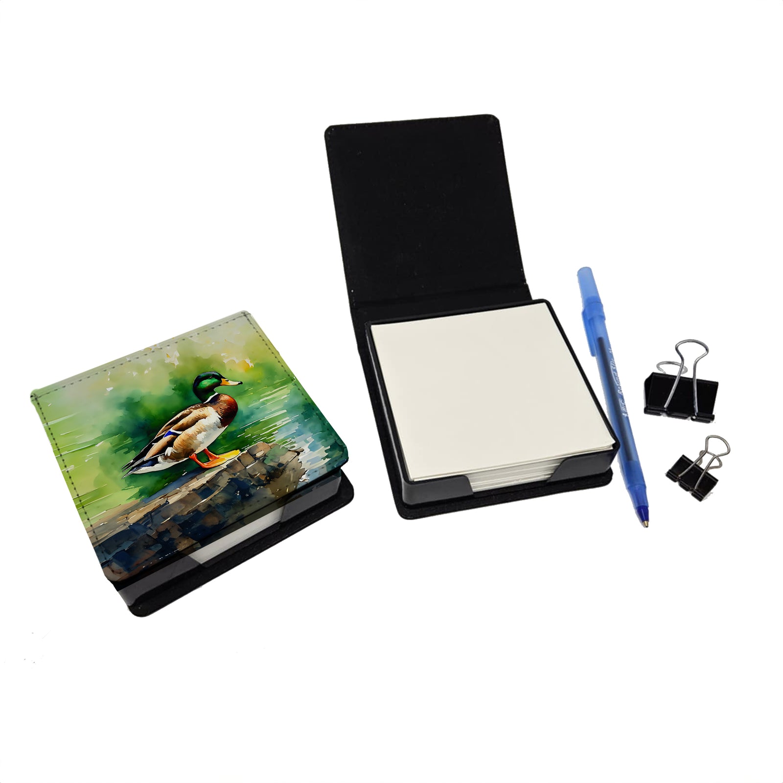 Caroline's Treasures Mallard PU Leather Note Paper Holder