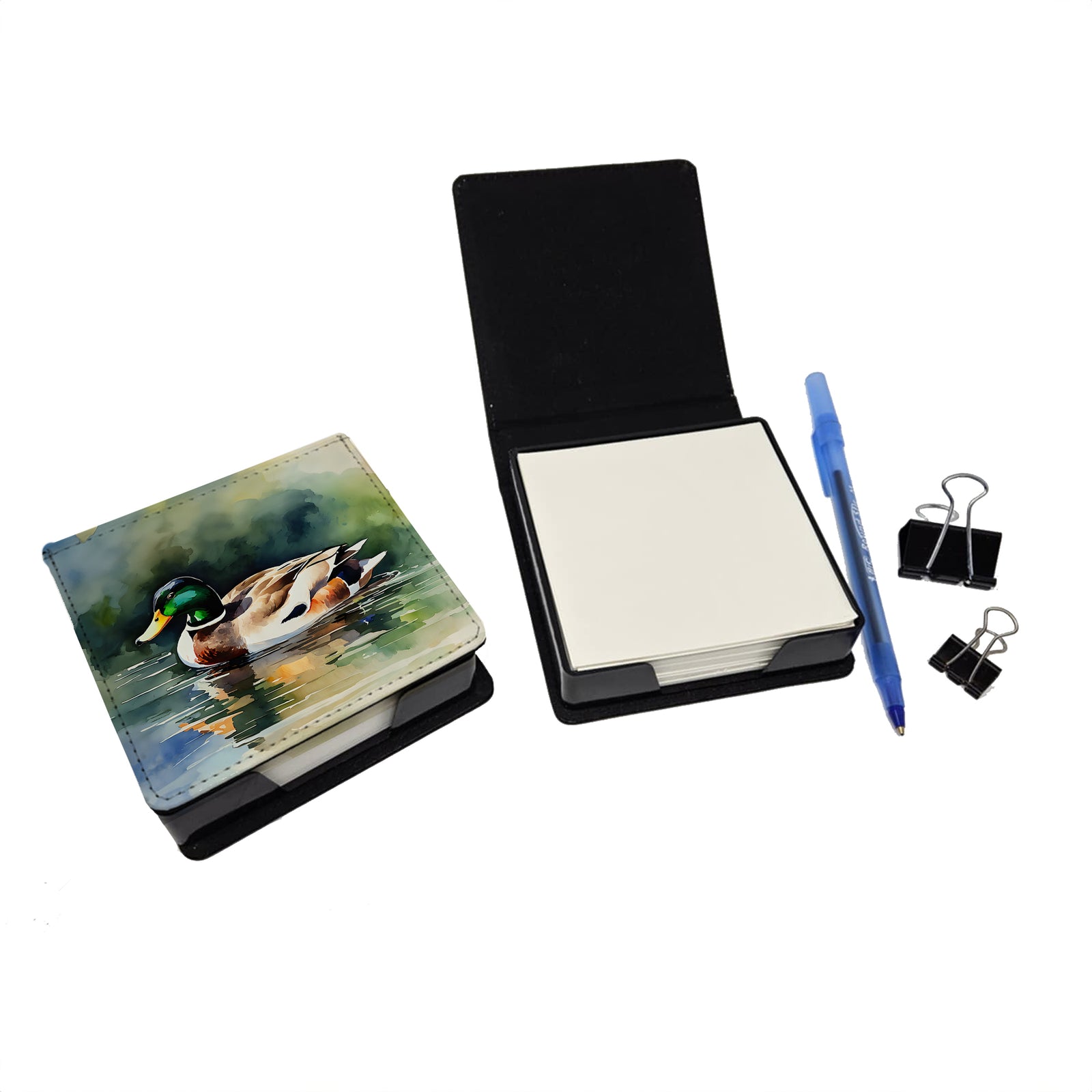 Caroline's Treasures Mallard PU Leather Note Paper Holder