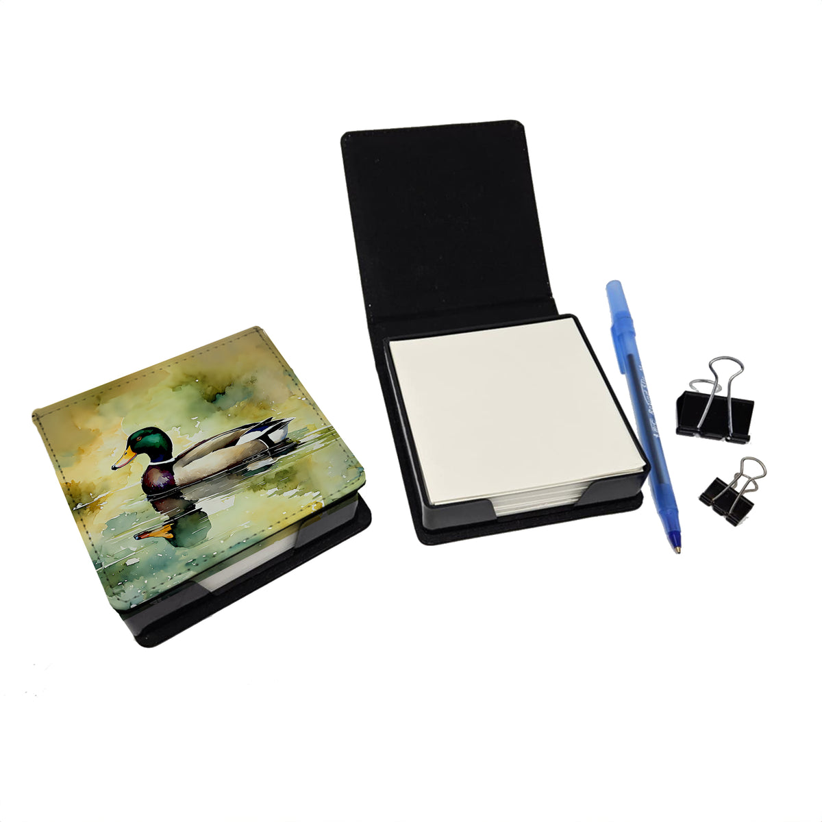 Caroline's Treasures Mallard PU Leather Note Paper Holder