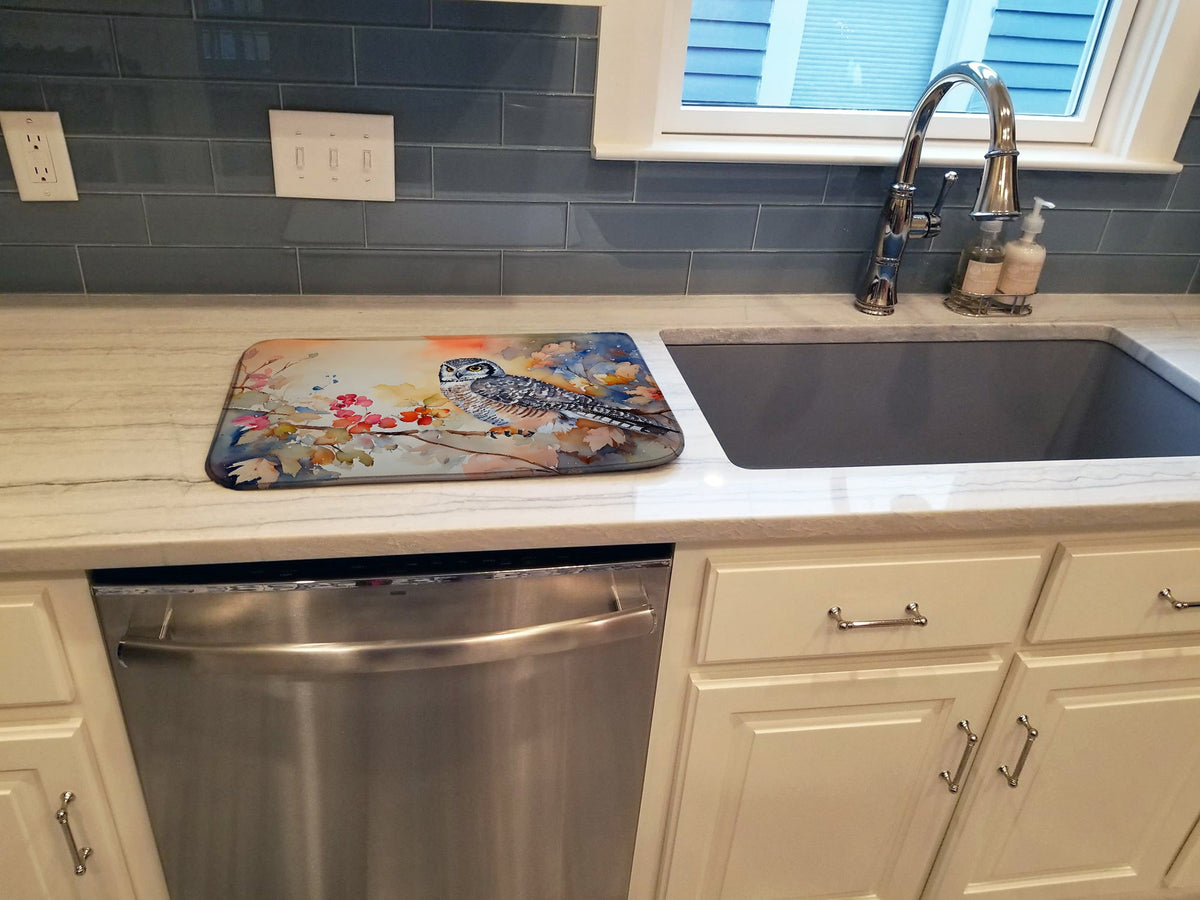 Caroline's Treasures Northern Hawk Owl Dish Drying Mat