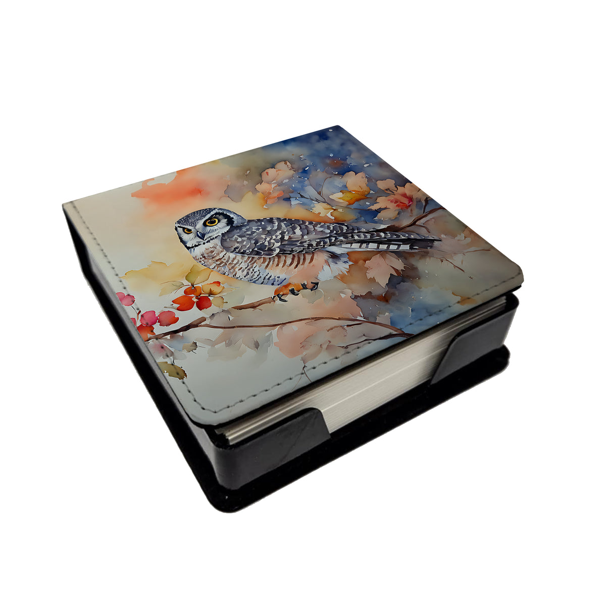 Caroline's Treasures Northern Hawk Owl PU Leather Note Paper Holder