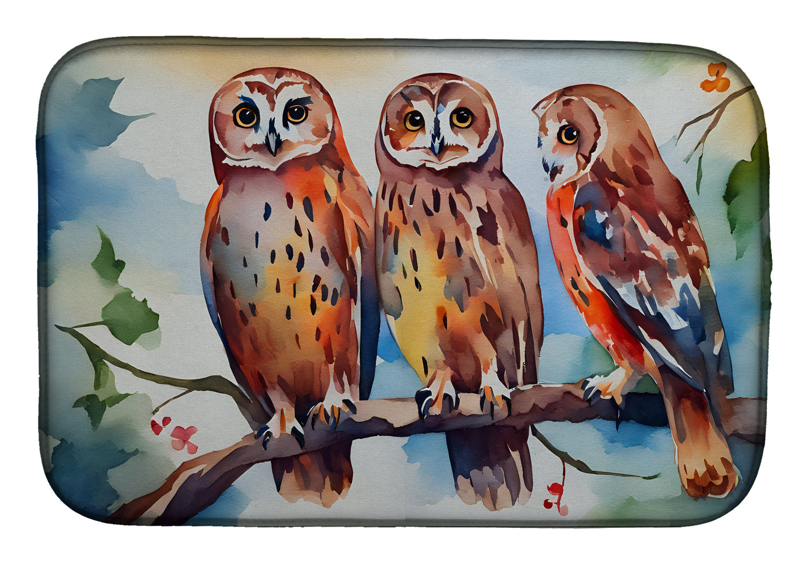 Caroline's Treasures Owls Dish Drying Mat