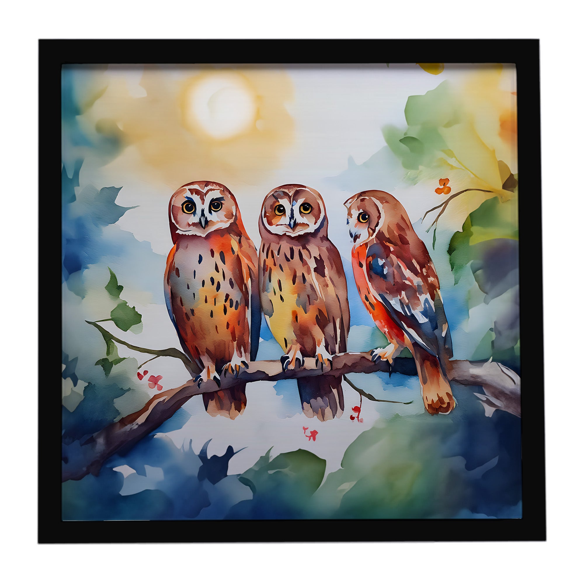 Caroline's Treasures Owls Framed Metal Print