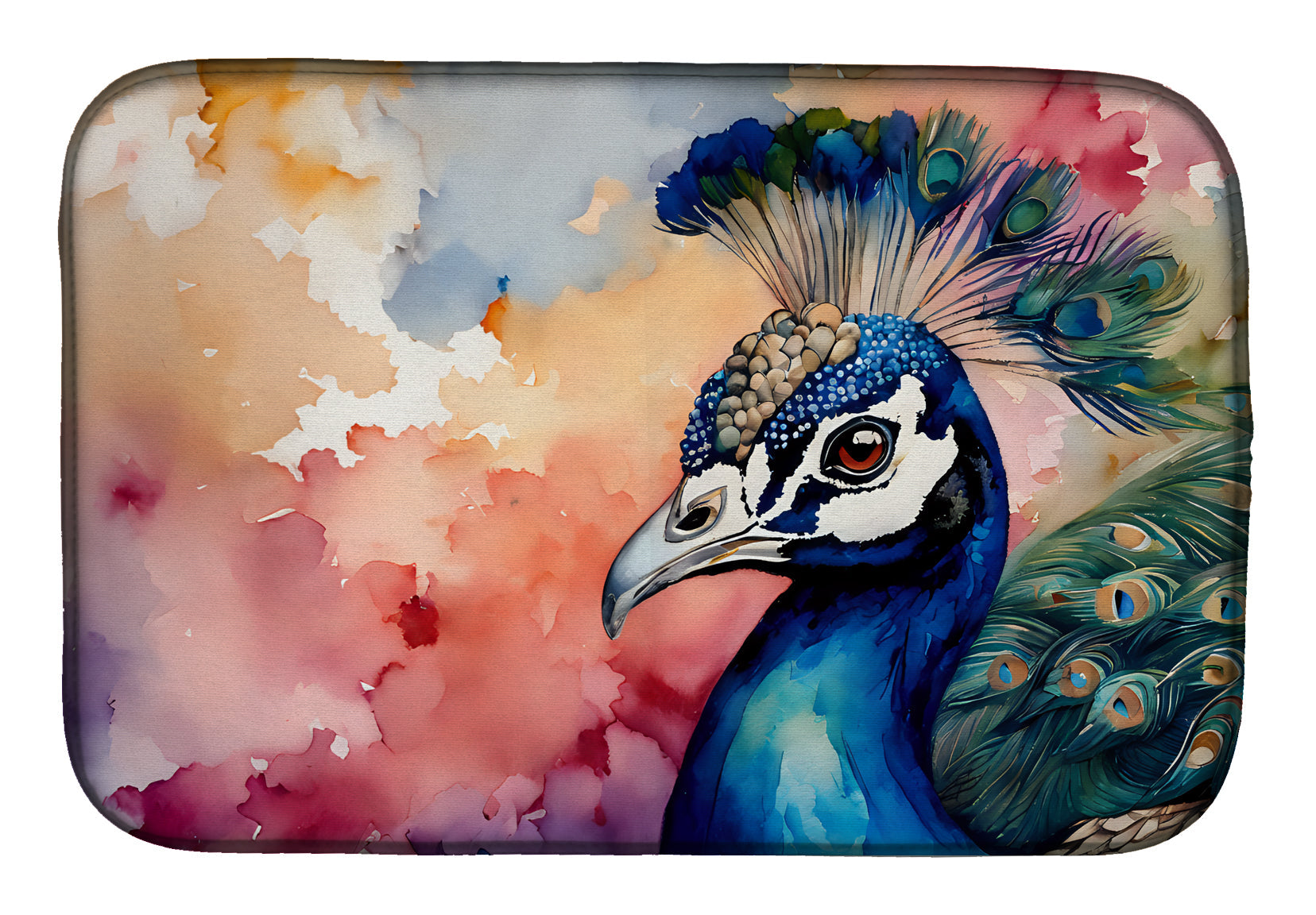 Caroline's Treasures Peacock Dish Drying Mat