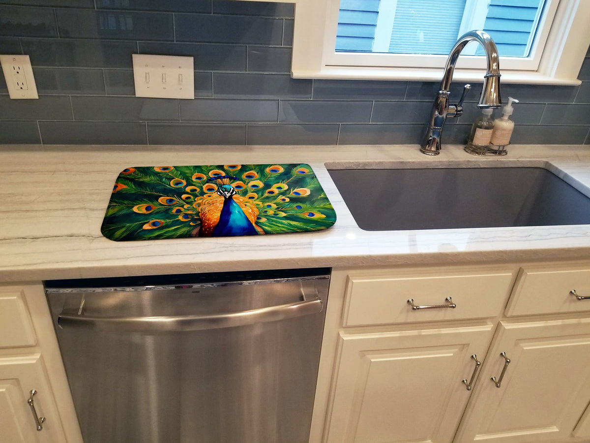 Caroline's Treasures Peacock Dish Drying Mat
