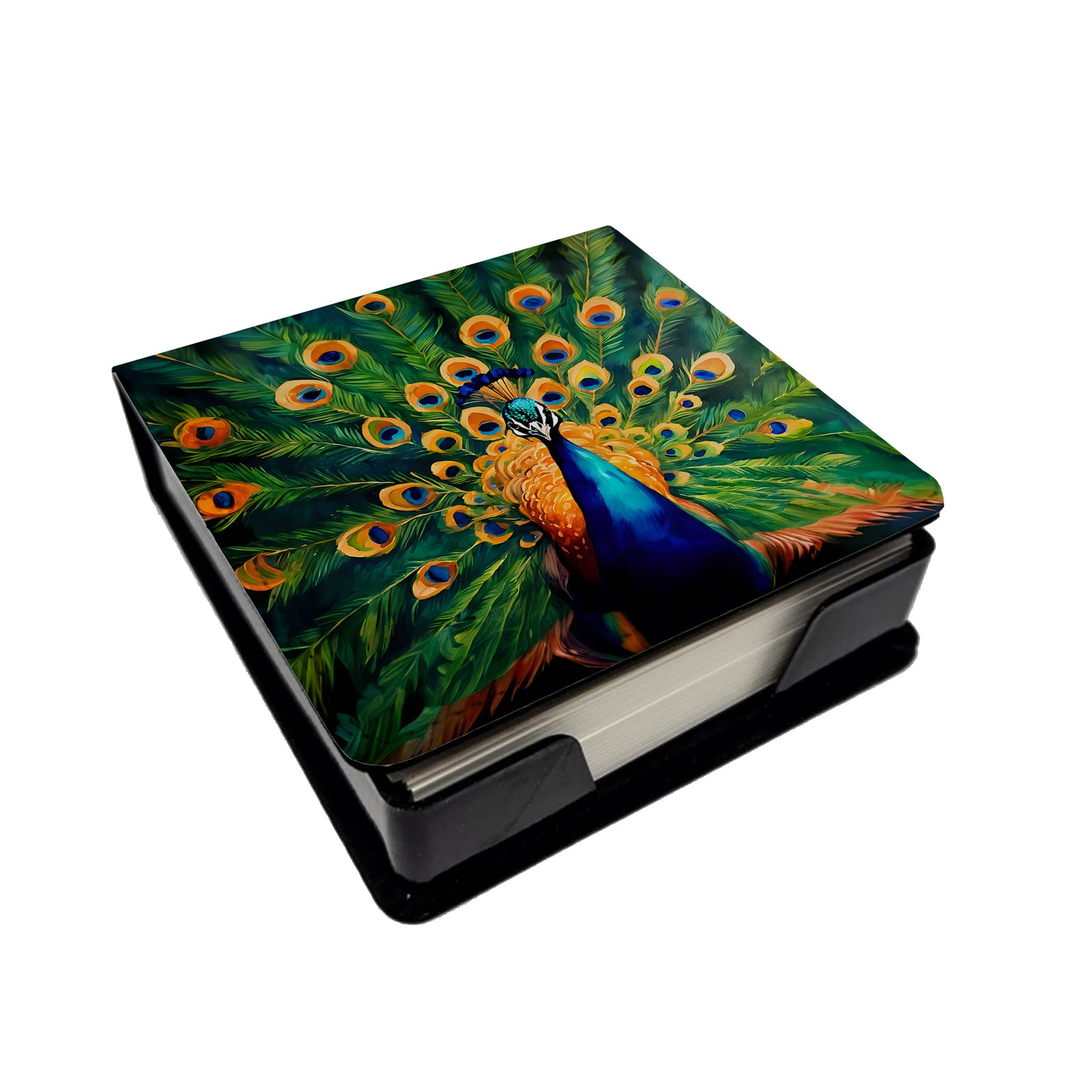 Caroline's Treasures Peacock PU Leather Note Paper Holder