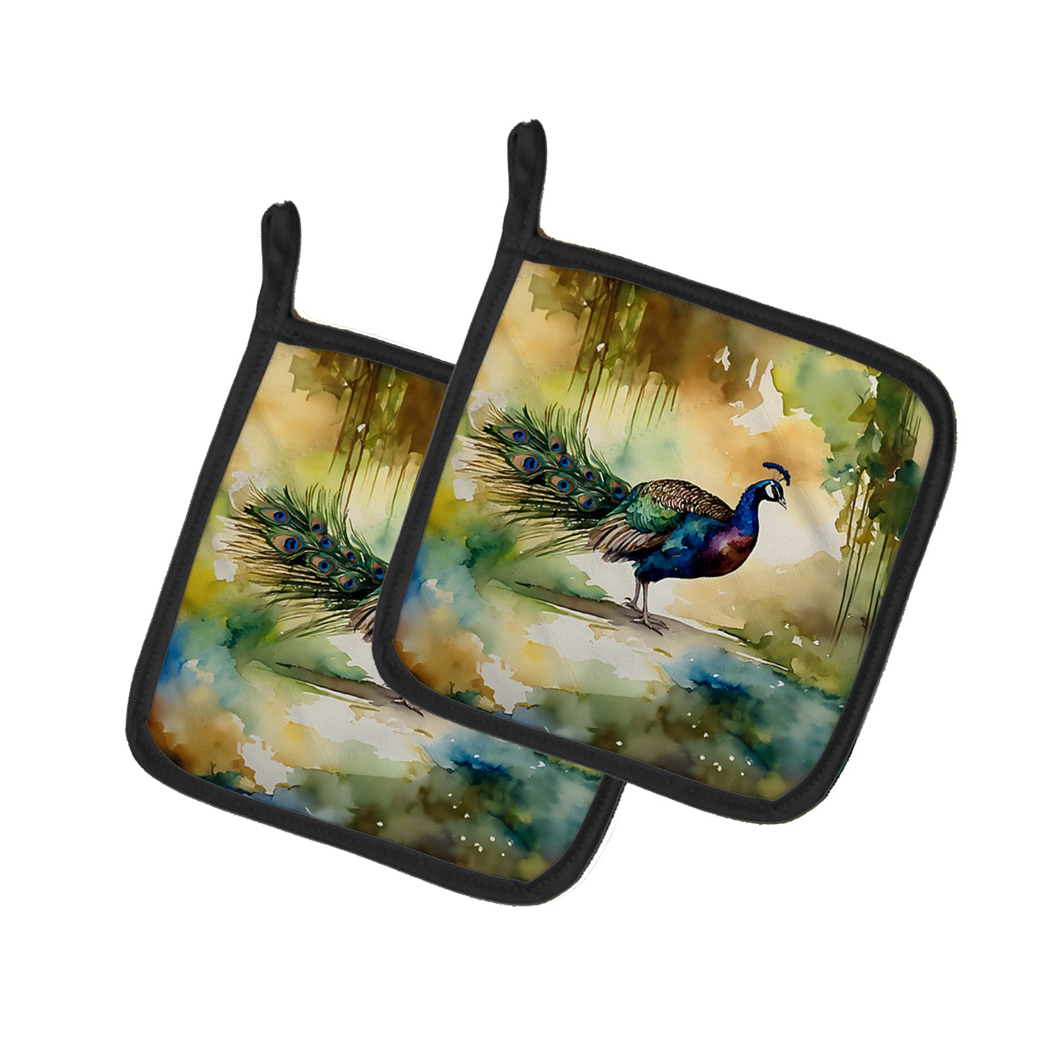 Caroline's Treasures Peacock Pot Holders - Set of 2 Decorative Kitchen Helpers | Made in the USA