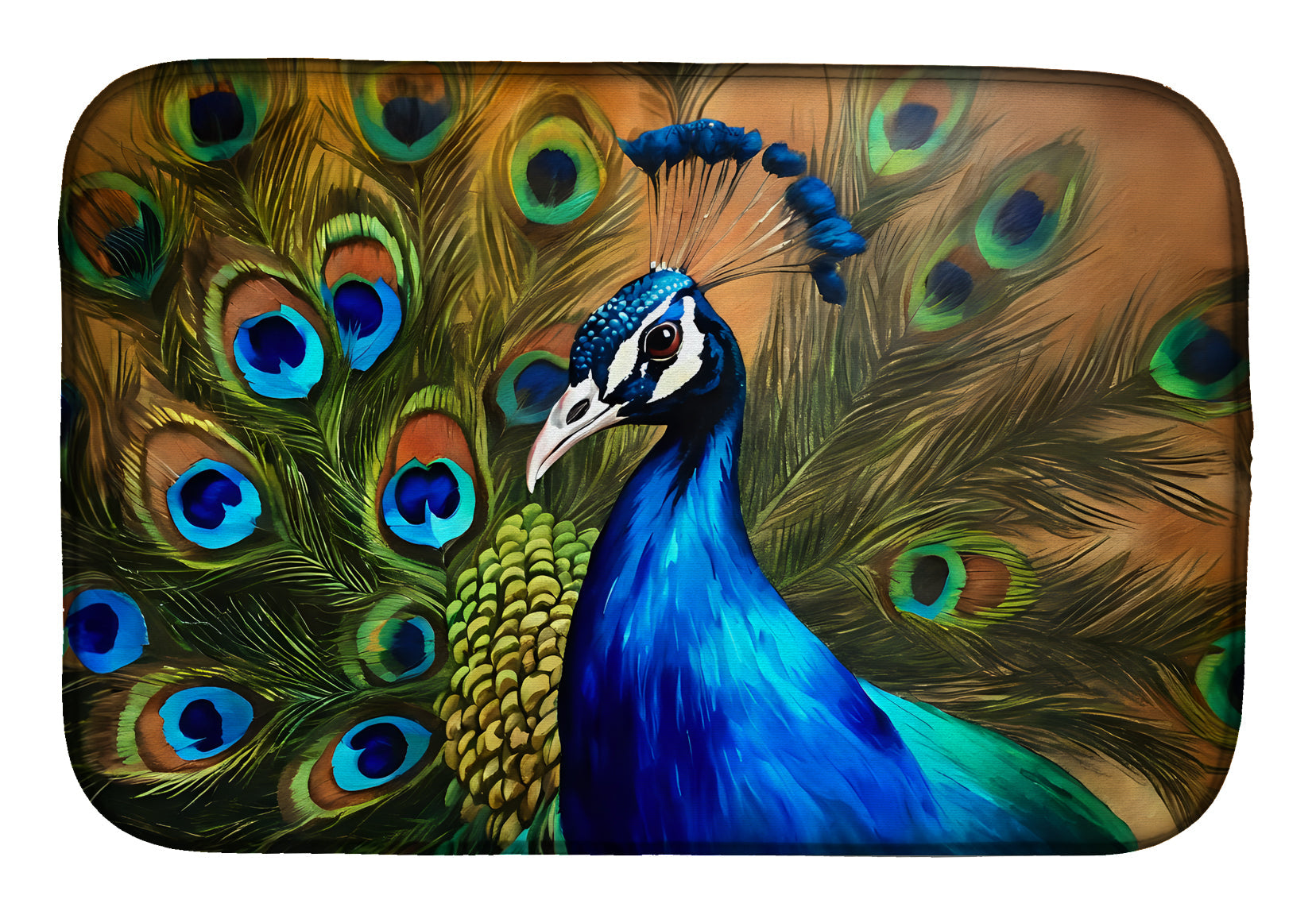 Caroline's Treasures Peacock Dish Drying Mat