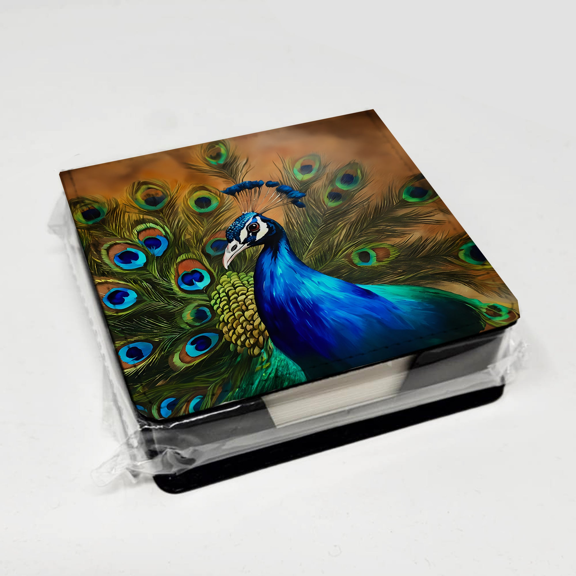 Caroline's Treasures Peacock PU Leather Note Paper Holder