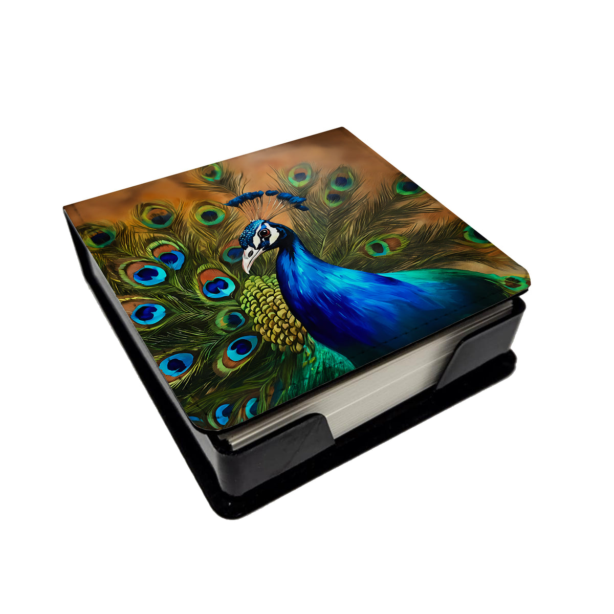 Caroline's Treasures Peacock PU Leather Note Paper Holder