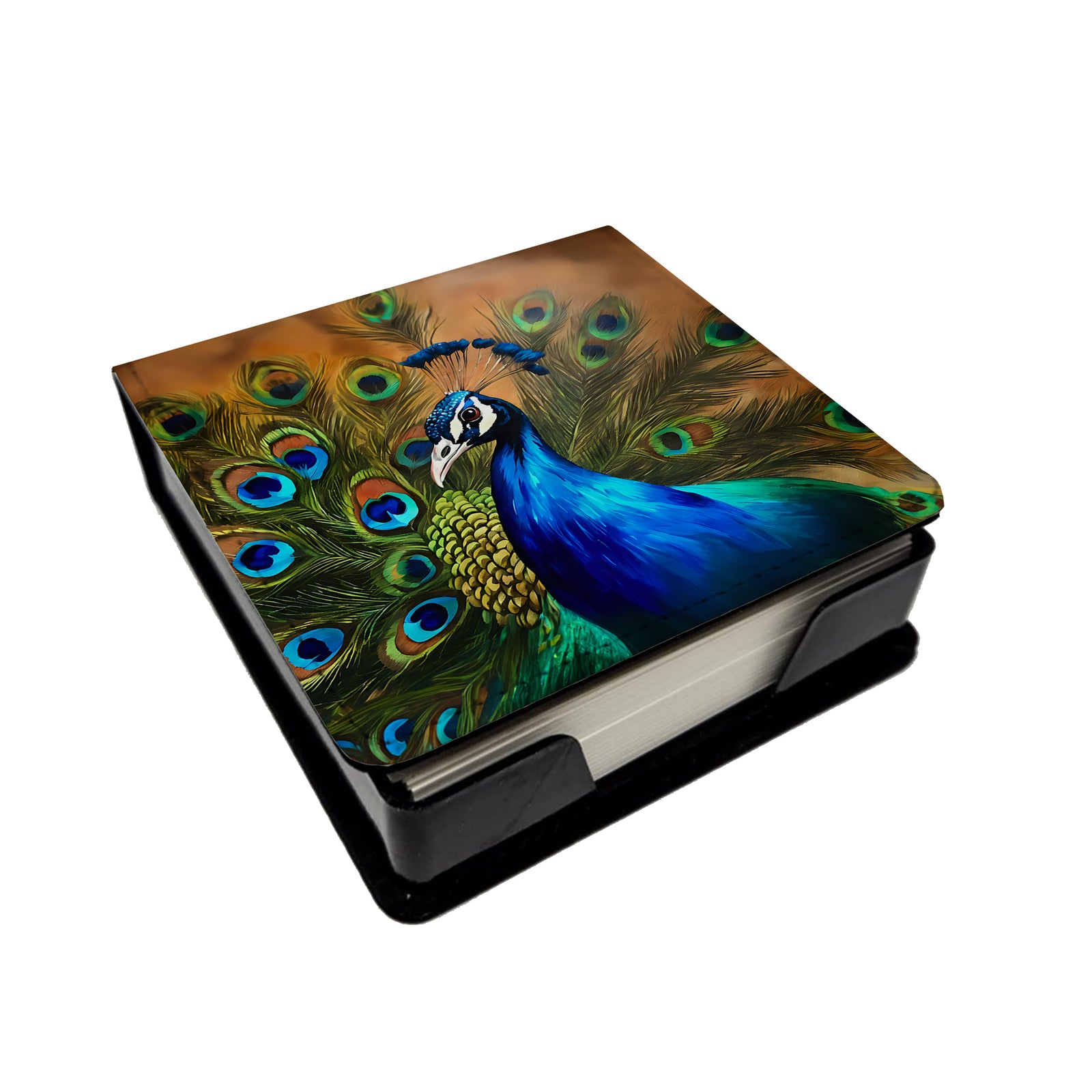Caroline's Treasures Peacock PU Leather Note Paper Holder