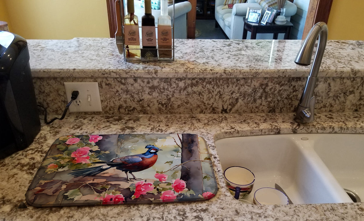 Caroline's Treasures Pheasant Dish Drying Mat