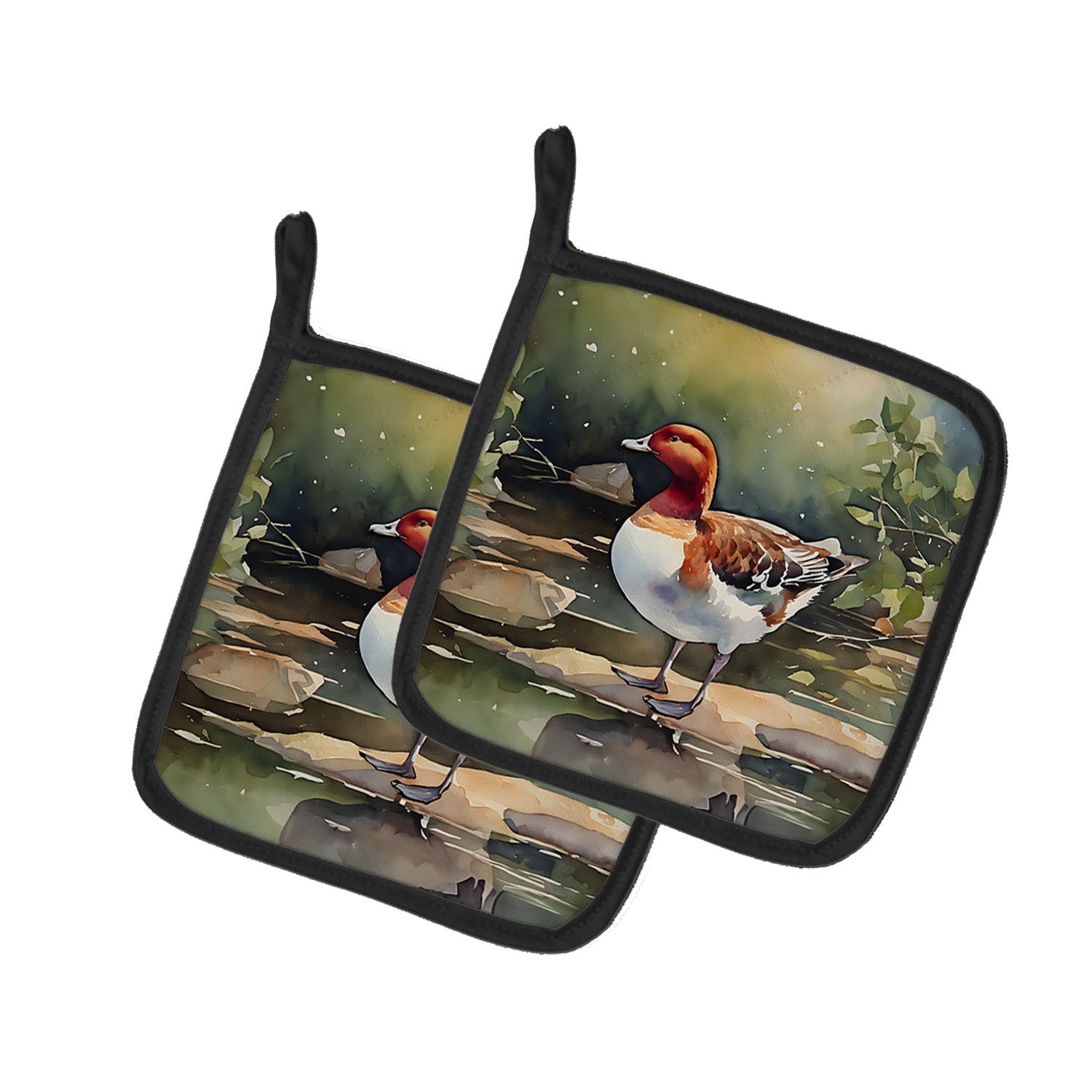 Caroline's Treasures Redhead Duck Pot Holders - Set of 2 Decorative Kitchen Helpers | Made in the USA