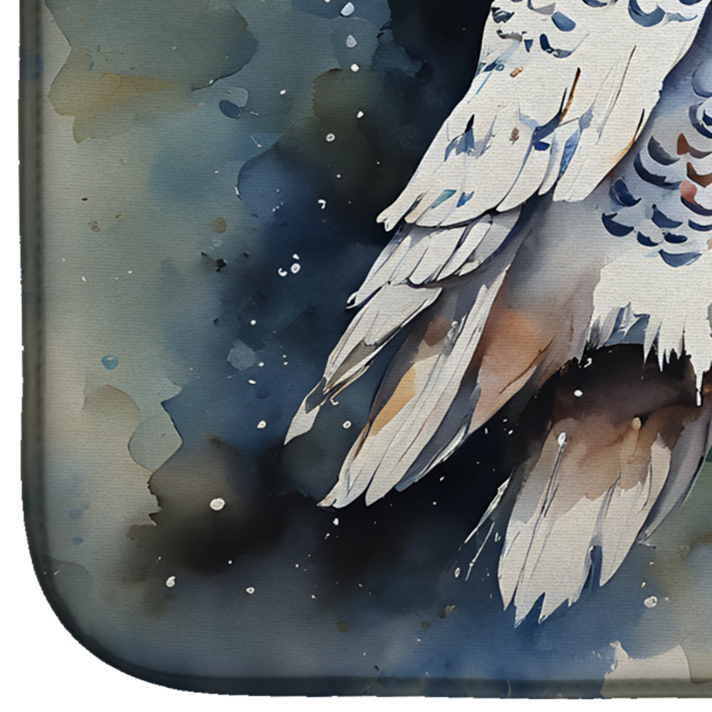 Caroline's Treasures Snowy Owl Dish Drying Mat