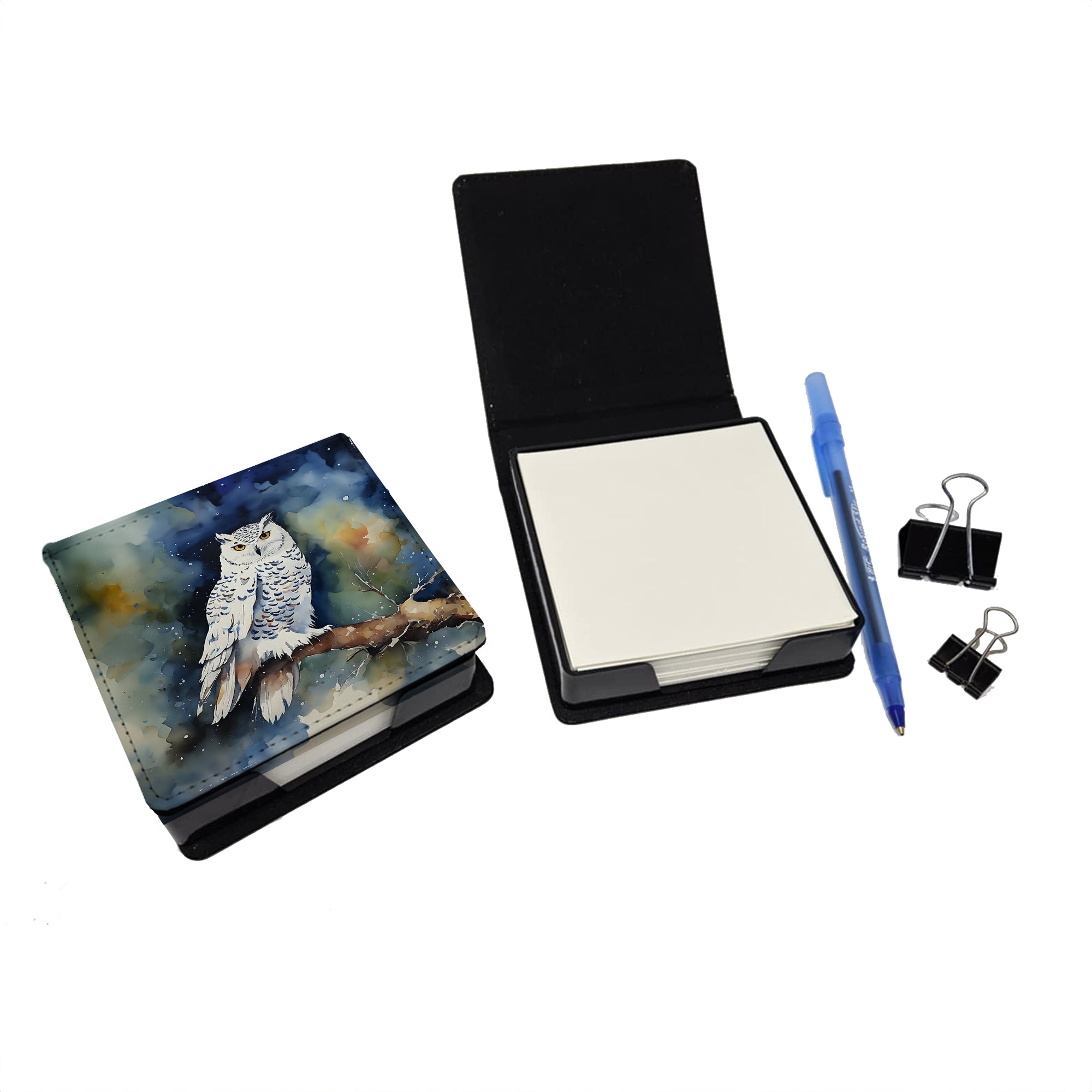 Caroline's Treasures Snowy Owl PU Leather Note Paper Holder