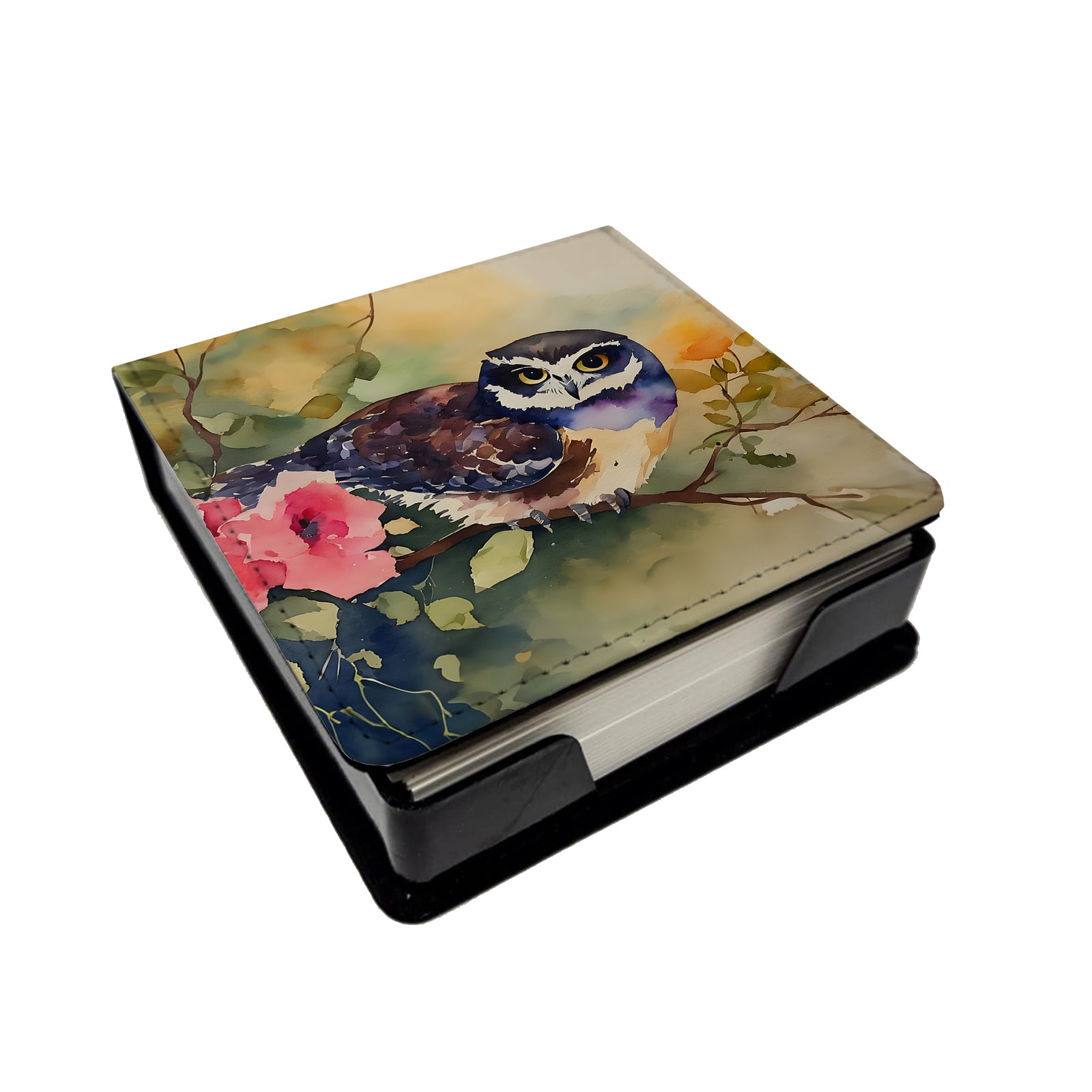 Caroline's Treasures Spectacled Owl PU Leather Note Paper Holder