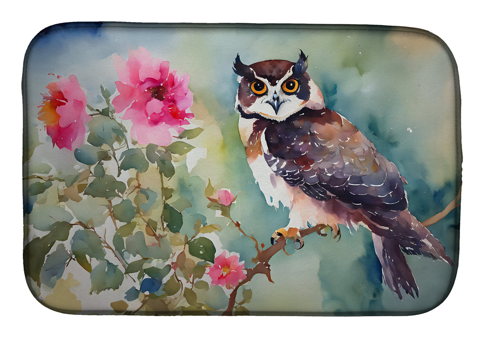 Caroline's Treasures Spectacled Owl Dish Drying Mat