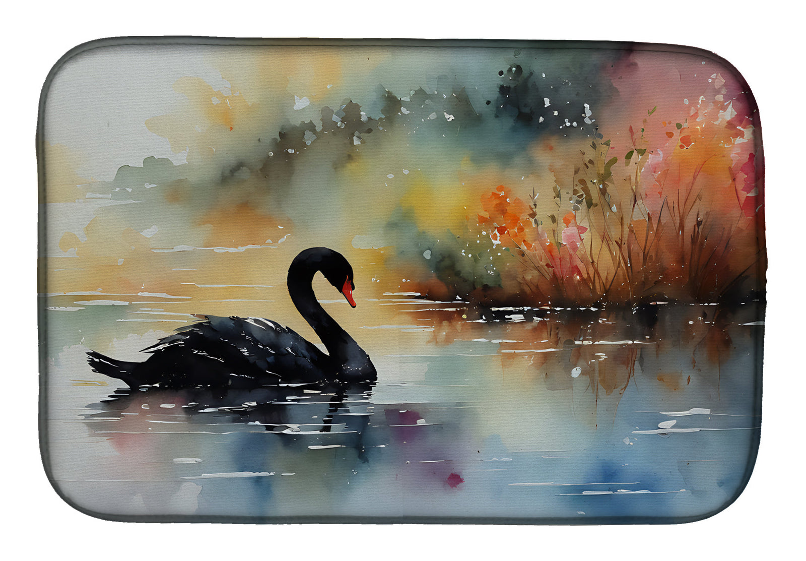 Caroline's Treasures Black Swan Dish Drying Mat