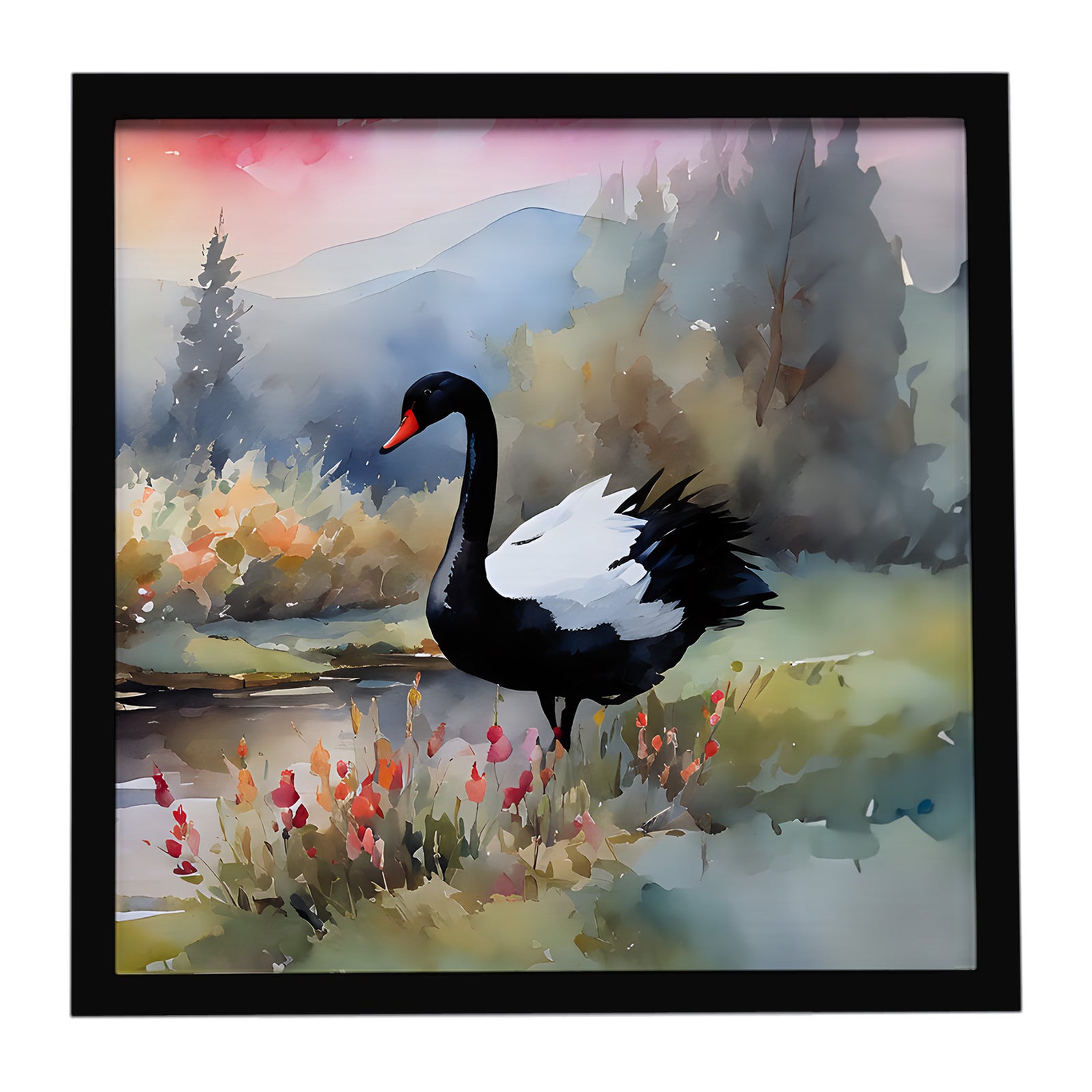 Caroline's Treasures Black Swan Framed Metal Print